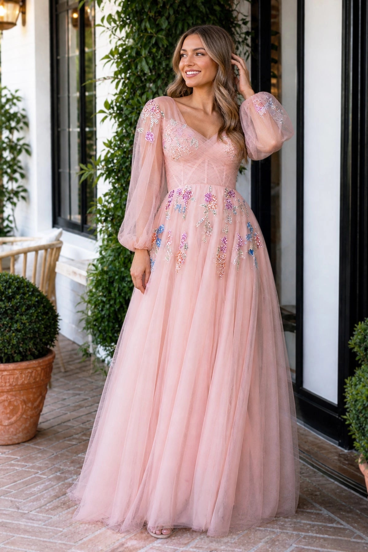 pink sequin dress prom KissProm V-neck Embroidery Floor Length Tulle Dress, / 2 Embrace the allure of sequins and celebrate the night in this stunning ensemble that radiates sophistication and style Pink Sequin Halter V-neck Mermaid