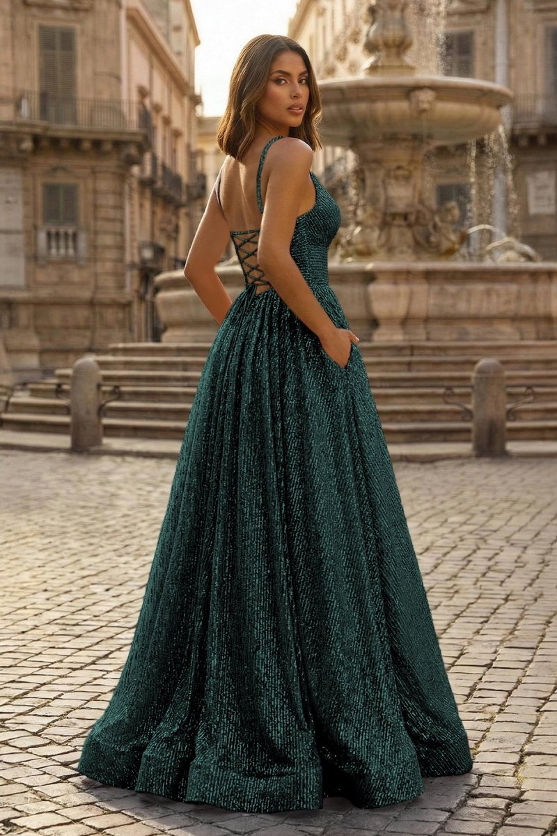 A-line V Neck Sequins Long Prom Dress, Black / 00 A-line V Neck Sequins Long Prom Dress, Black / 00