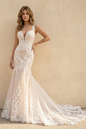 Mermaid Off the Shoulder Lace Wedding Dresses with Train  – Wedding Dresses by KissProm | Available at KissProm