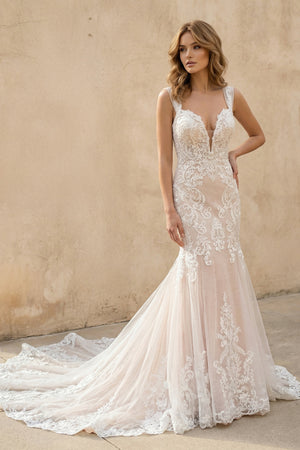 Mermaid Off the Shoulder Lace Wedding Dresses with Train  – Wedding Dresses by KissProm | Available at KissProm