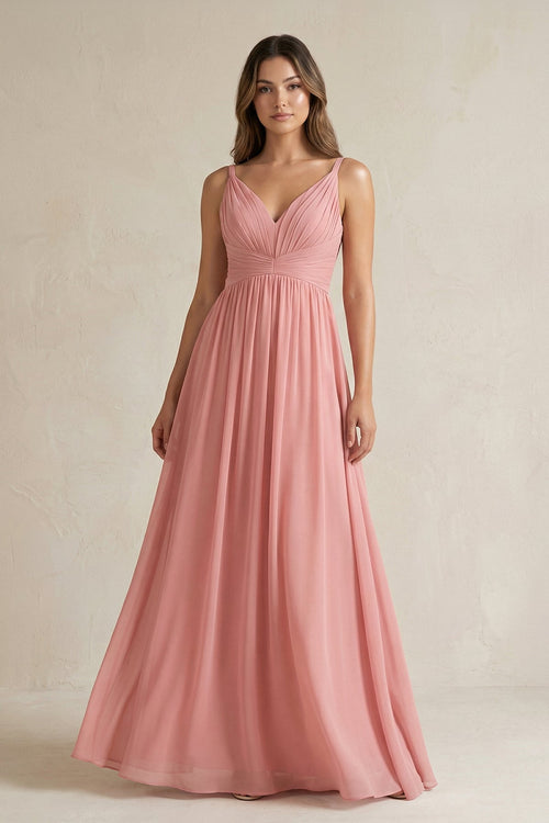 V-Neck Pleated A-Line Chiffon Bridesmaid Dress in Mulberry, Mulberry / 26 V-Neck Pleated A-Line Chiffon Bridesmaid Dress in Mulberry, Mulberry / 26