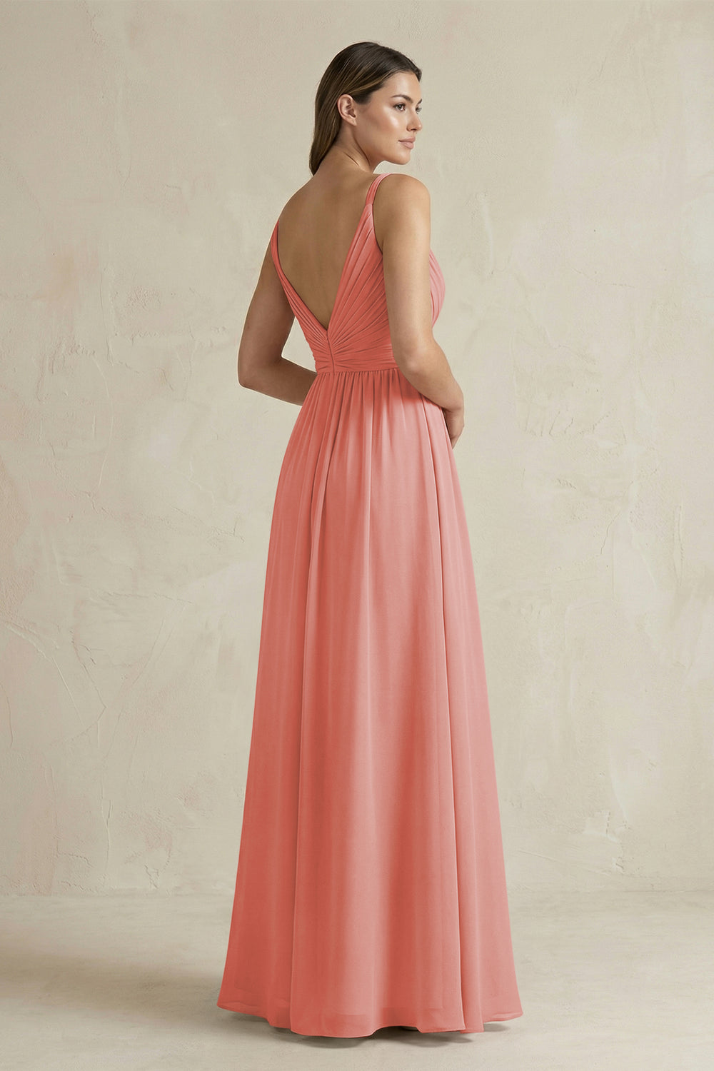 V-Neck Pleated A-Line Chiffon Bridesmaid Dress in Mulberry - KissProm BRIDESMAID DRESSES