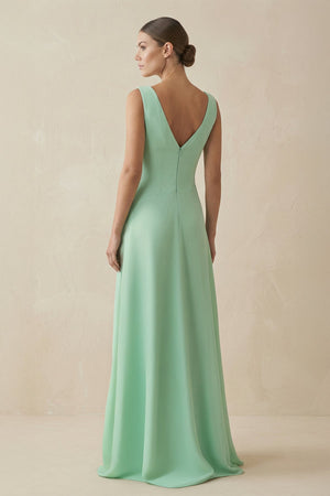 V - Neck Ruffled A - Line Chiffon Bridesmaid Dress - KissProm Bridesmaid Dresses