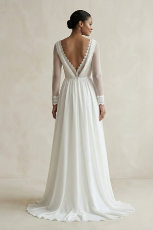 Mermaid Chiffon Long Sleeves Wedding Dress with Slit – Wedding Dresses by KissProm | Available at KissProm