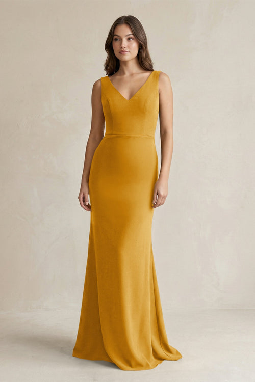 gold maxi bridesmaid dresses Mismatched Gold Satin Mermaid Side Slit Long Bridesmaid Dresses , GRB0003