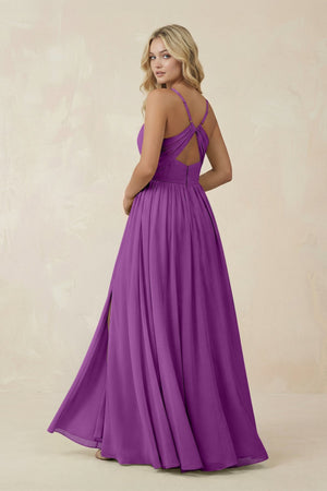 V - Neck Spaghetti Strap A - Line Chiffon Bridesmaid Dress in Amethyst - KissProm Bridesmaid Dresses