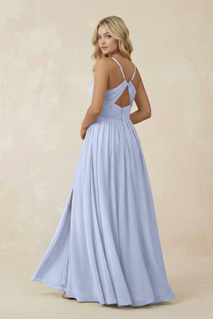 V - Neck Spaghetti Strap A - Line Chiffon Bridesmaid Dress in Ice - KissProm Bridesmaid Dresses