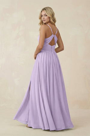 V - Neck Spaghetti Strap A - Line Chiffon Bridesmaid Dress in Lavender - KissProm Bridesmaid Dresses