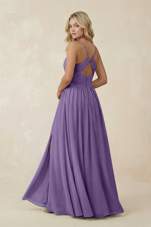 V - Neck Spaghetti Strap A - Line Chiffon Bridesmaid Dress in Tahiti - KissProm Bridesmaid Dresses