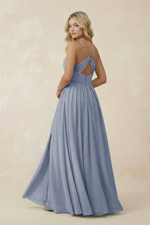 V - Neck Spaghetti Strap A - Line Chiffon Bridesmaid Dress in Twilight - KissProm Bridesmaid Dresses