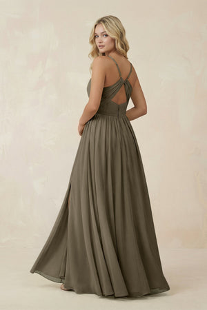 V - Neck Spaghetti Strap A - Line Chiffon Bridesmaid Dress in Willow Green - KissProm Bridesmaid Dresses