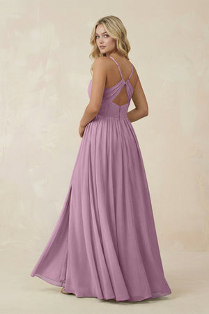 V - Neck Spaghetti Strap A - Line Chiffon Bridesmaid Dress in Wisteria - KissProm Bridesmaid Dresses