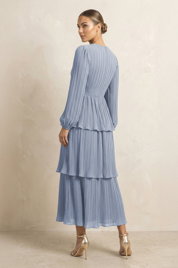 forest green bridesmaid dresses long sleeve LIV GINGHAM PLAID RUCHED TIERED MIDI DRESS – Mable Clothing