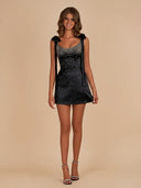 White V-Neck Tulle Ruffled A-Line Mini Dress – Dress by KissProm | Available at KissProm