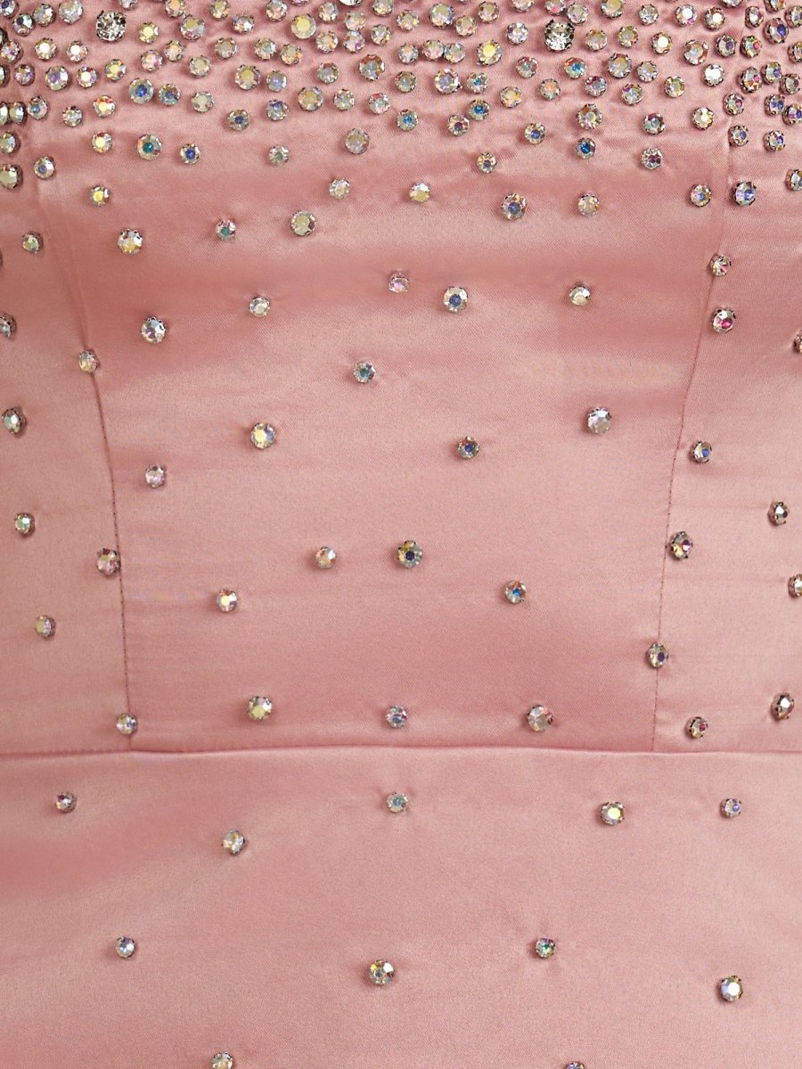 Valen | Pink Square Neck Satin Short Strapless Homecoming Dress With Bows