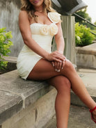 Valethia | Ivory - One Shoulder A Line Short Homecoming Dresses With Flowers