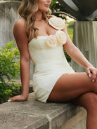 Valethia | Ivory - One Shoulder A Line Short Homecoming Dresses With Flowers