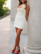 Valethia | Ivory - One Shoulder A Line Short Homecoming Dresses With Flowers
