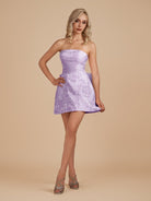 Vanille | Lavender - Strapless Satin A Line Homecoming Dress With Bowknot