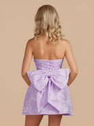 Vanille | Lavender - Strapless Satin A Line Homecoming Dress With Bowknot