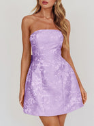Vanille | Lavender - Strapless Satin A Line Homecoming Dress With Bowknot