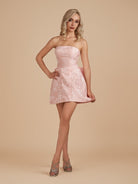 Vanille | Pink - Strapless Satin A Line Homecoming Dress With Bowknot