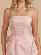 Vanille | Pink - Strapless Satin A Line Homecoming Dress With Bowknot
