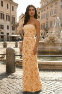 Blue Strapless Sheath Floral Sequins Long Prom Dresses - KissProm