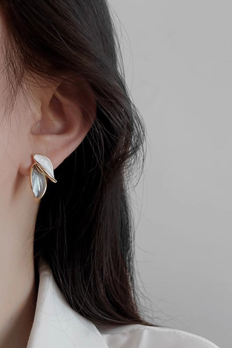 Leaf Stud Earrings Gold - KissProm