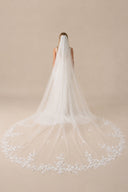 Vintage Floral Lace Bridal Wedding Veil With Comb in White - KissProm Wedding Veils