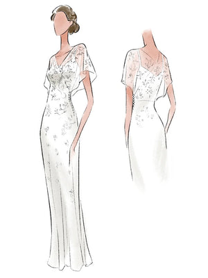 Vintage Graceful Floral V-neck V-back Side Button Decorated Lace Wedding Dress With Butterfly Sleeves – Wedding Dresses by Kissprom | Available at KissProm