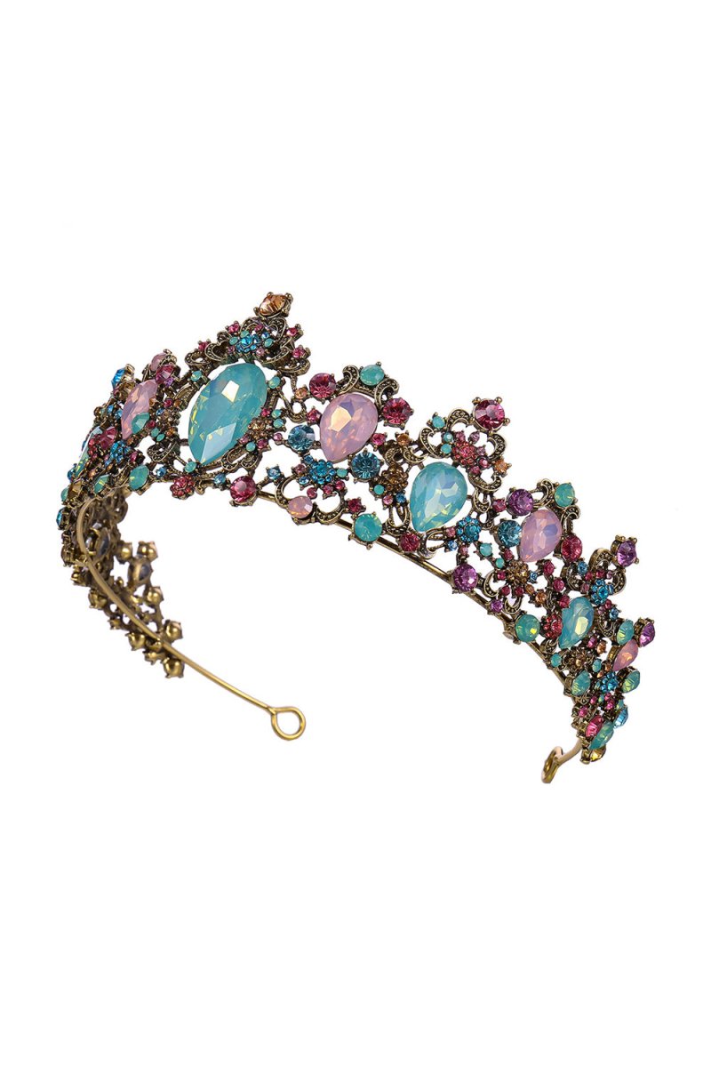 Vintage Multicolor Diamond Gold Crown - KissProm