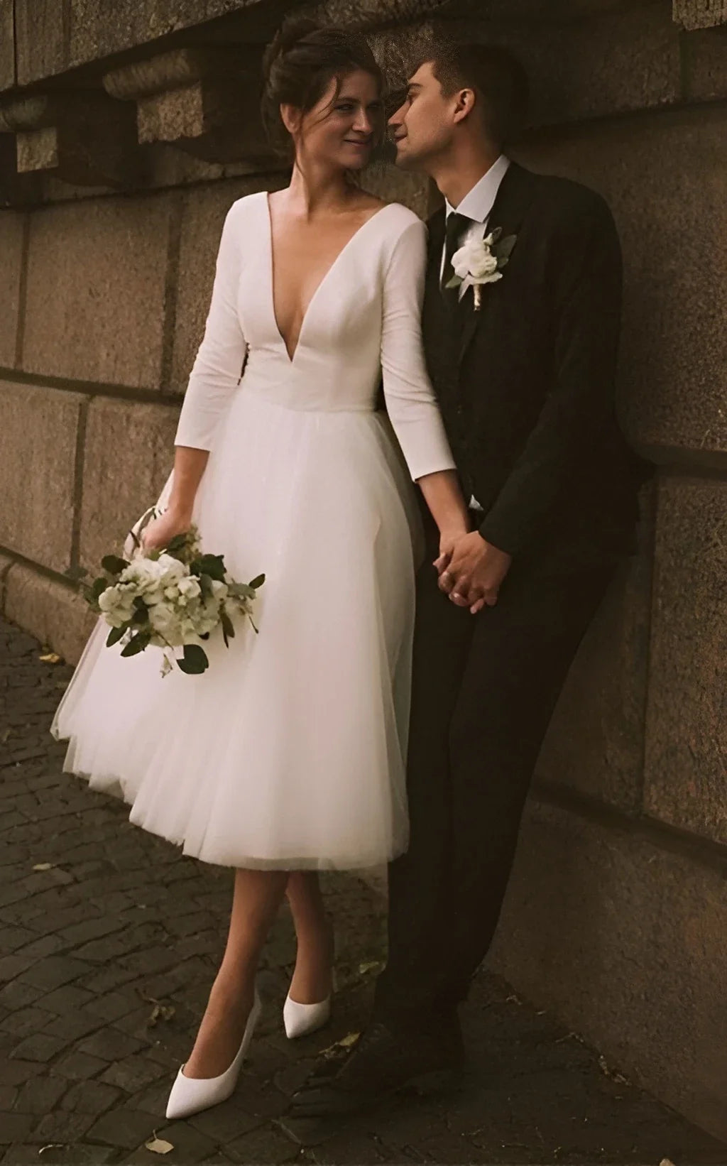 long sleeve ankle length wedding dress Ball Gown Ankle Length Wedding Dresses Bridal Shower Dresses Bridal Go – BL  Dress