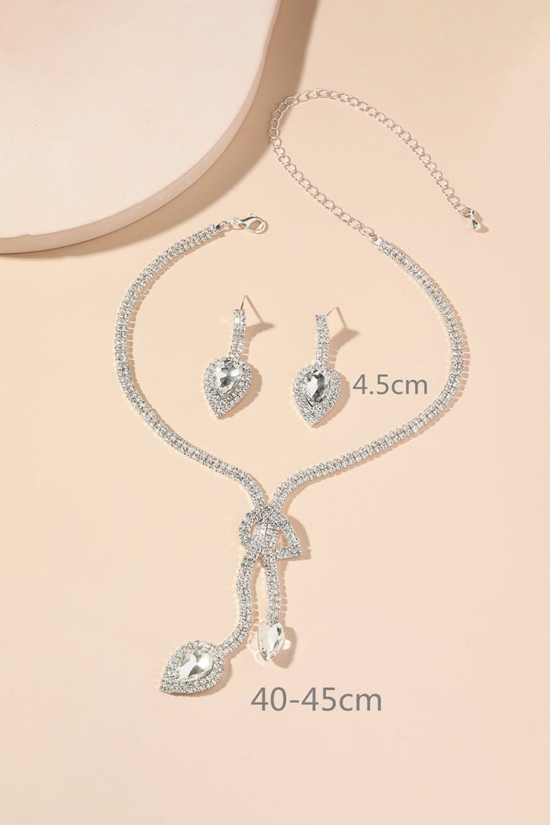 Vintage Teardrop Gemstone Necklace And Earrings Set - KissProm