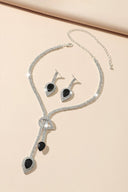 Vintage Teardrop Gemstone Necklace And Earrings Set - KissProm