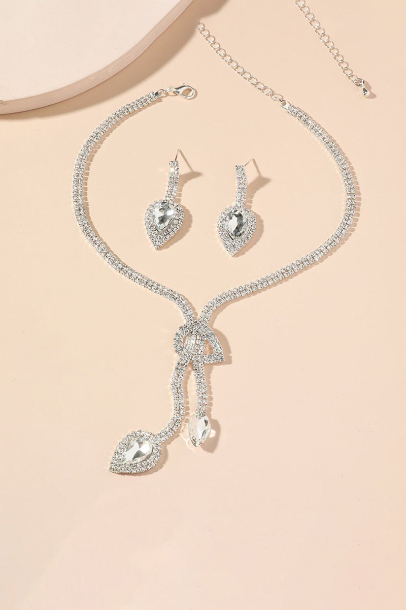 Vintage Teardrop Gemstone Necklace And Earrings Set - KissProm