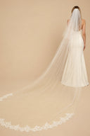 Vintage Tulle Two - Tier Bridal Veil Wedding Veil With Lace in Ivory - KissProm Wedding Veils