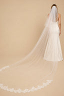 Vintage Tulle Two - Tier Bridal Veil Wedding Veil With Lace in White - KissProm Wedding Veils