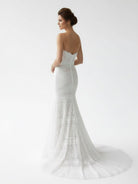 Vintage White Mermaid Lace Wedding Dress with Tassel - KissProm