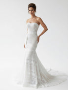 Vintage White Mermaid Lace Wedding Dress with Tassel - KissProm