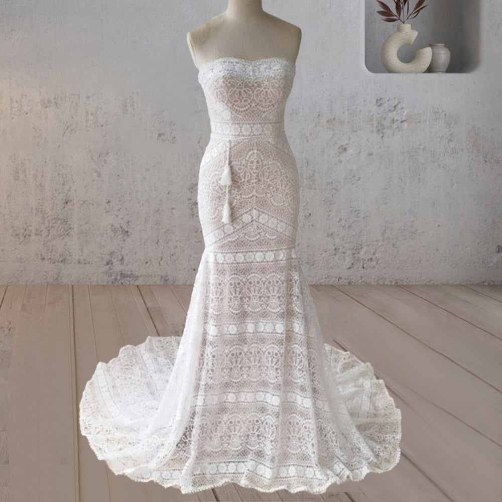 Vintage White Mermaid Off The Shoulder Sequin Long Wedding Dresses