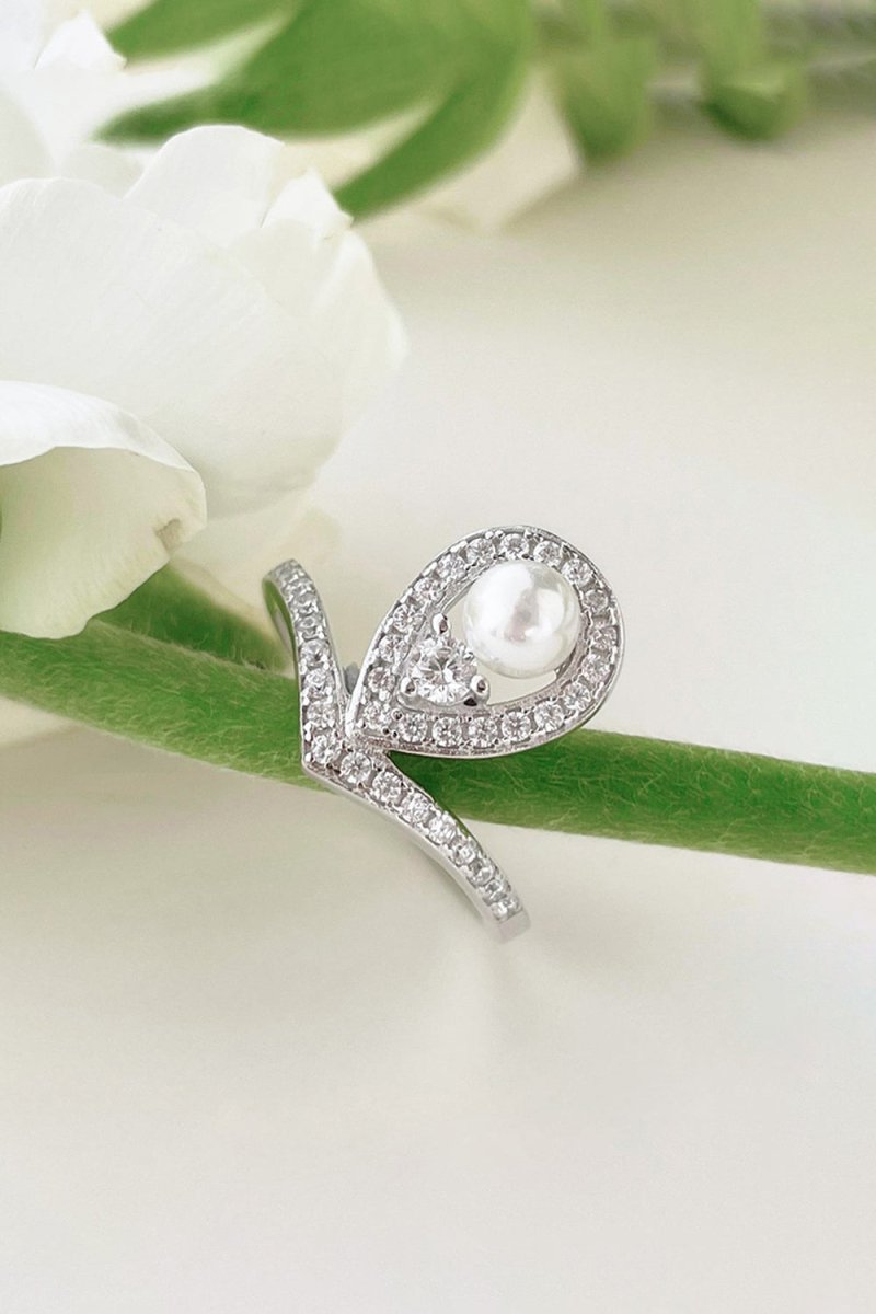 Waterdrop Pearl Crowning Love Wedding Jewelry Ring - KissProm