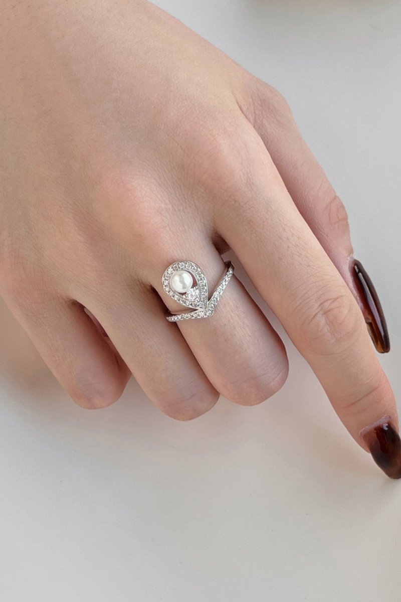 Waterdrop Pearl Crowning Love Wedding Jewelry Ring - KissProm