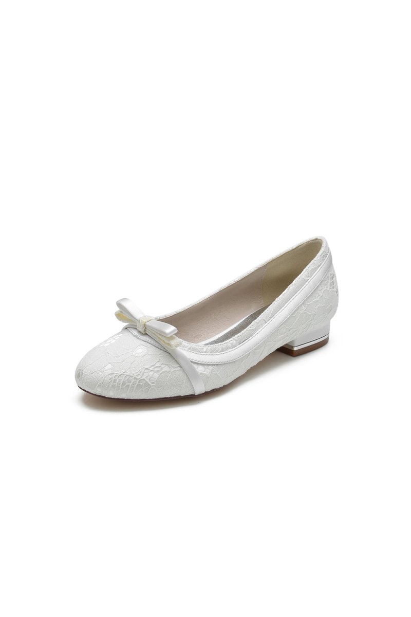 Lace Flats Sandal with Bow Bridal - KissProm