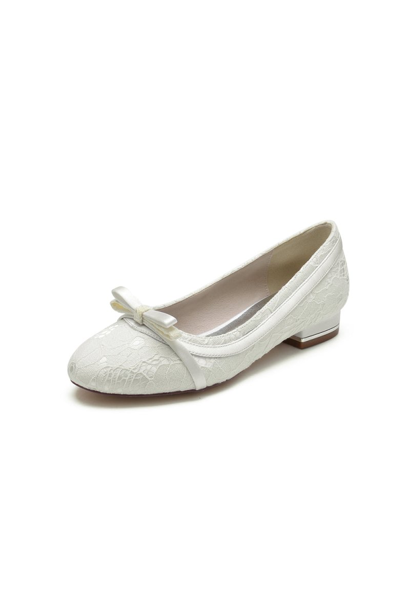 Lace Flats Sandal with Bow Bridal - KissProm