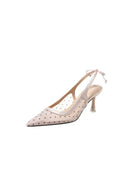 Wedding Shoes Stiletto Heel Mesh With Polka Dot Hollow - out Bowknot - KissProm