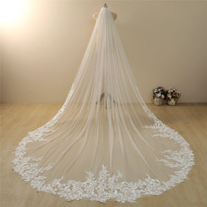 Vintage Lace Trim Transparent Wedding Veil Bridal Veil - KissProm