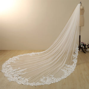 Vintage Lace Trim Transparent Wedding Veil Bridal Veil - KissProm