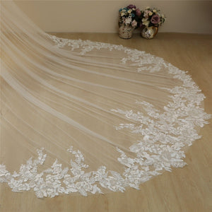 Vintage Lace Trim Transparent Wedding Veil Bridal Veil - KissProm