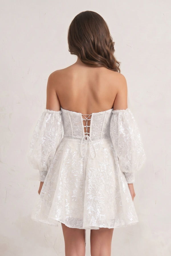 White A-Line Sweetheart Homecoming Dress | KISSPROM
